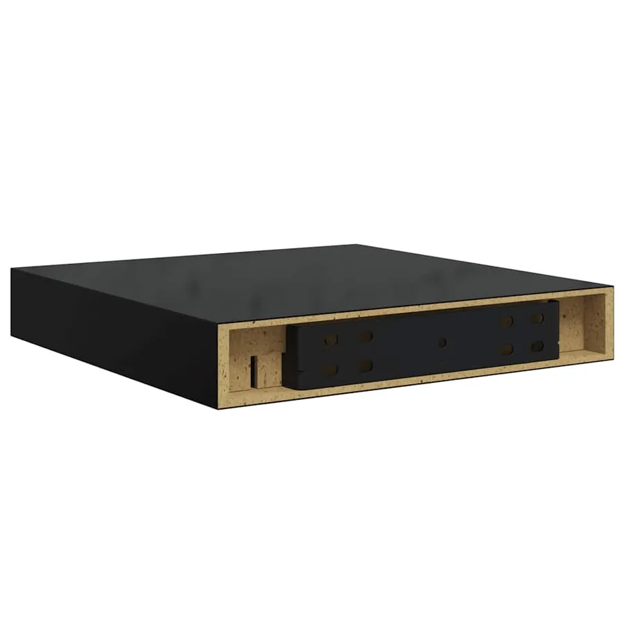 Étagère murale flottante 4 pcs Noir brillant 23x23,5x3,8 cm MDF - 9