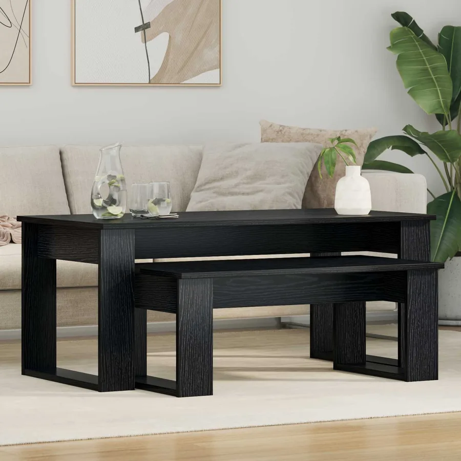 Ensemble de tables basses 2 pcs Chêne noir Bois d'ingénierie