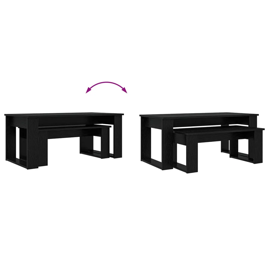 Ensemble de tables basses 2 pcs Chêne noir Bois d'ingénierie - 12