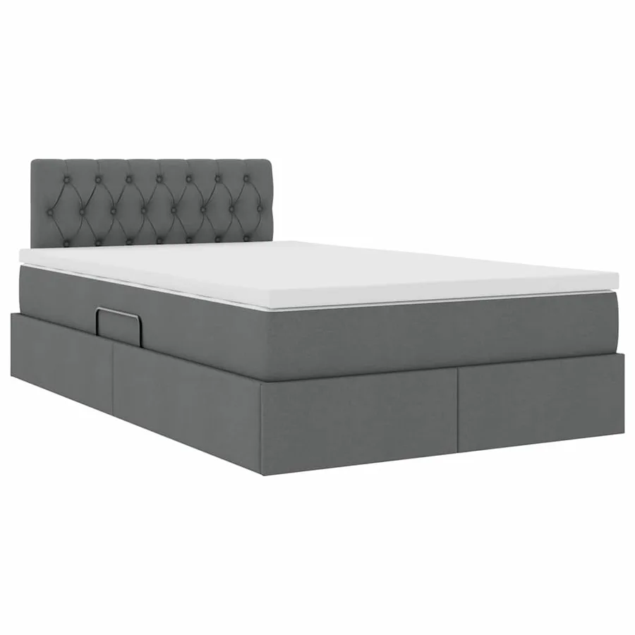 Lit de rangement LED avec matelas Gris foncé 120 x 190 cm Tissu - 6