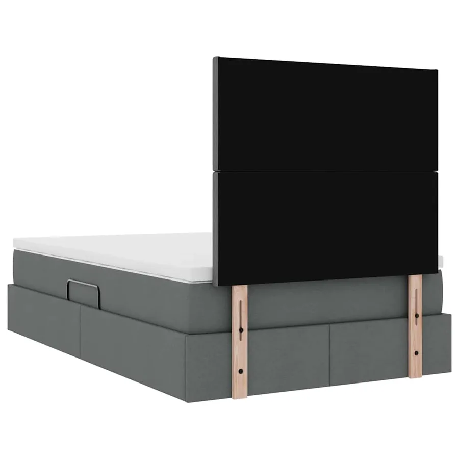 Lit de rangement LED avec matelas Gris foncé 120 x 190 cm Tissu - 12