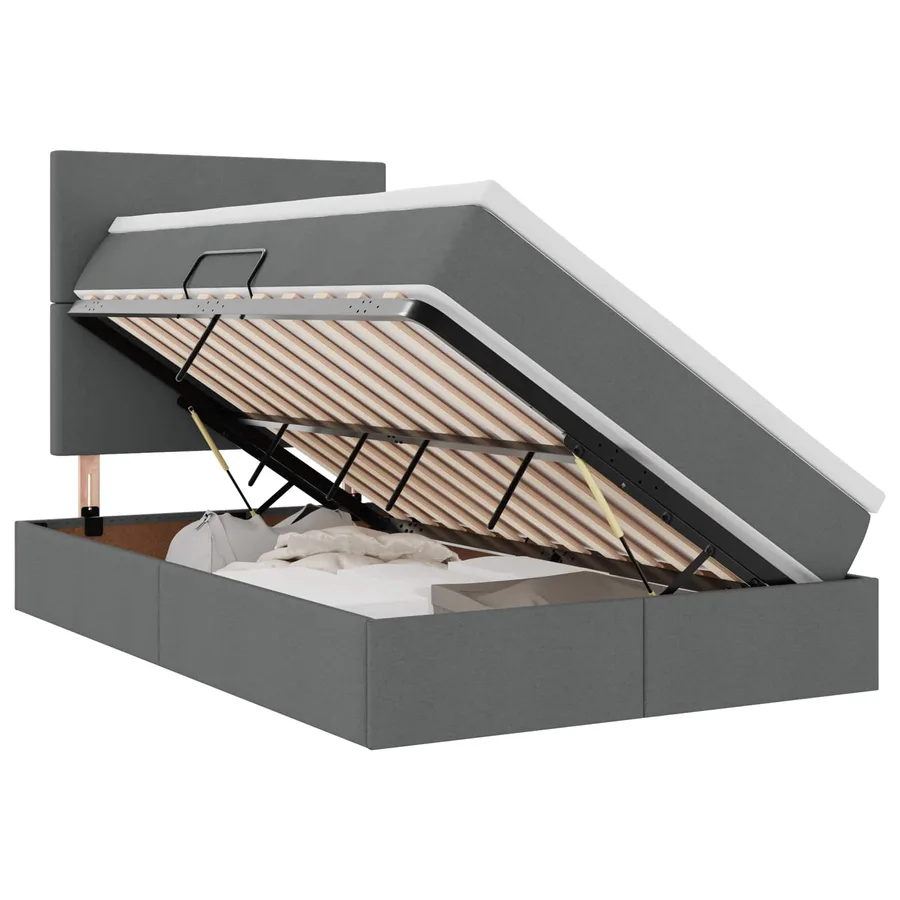 Lit de rangement LED avec matelas Gris foncé 120 x 190 cm Tissu - 2