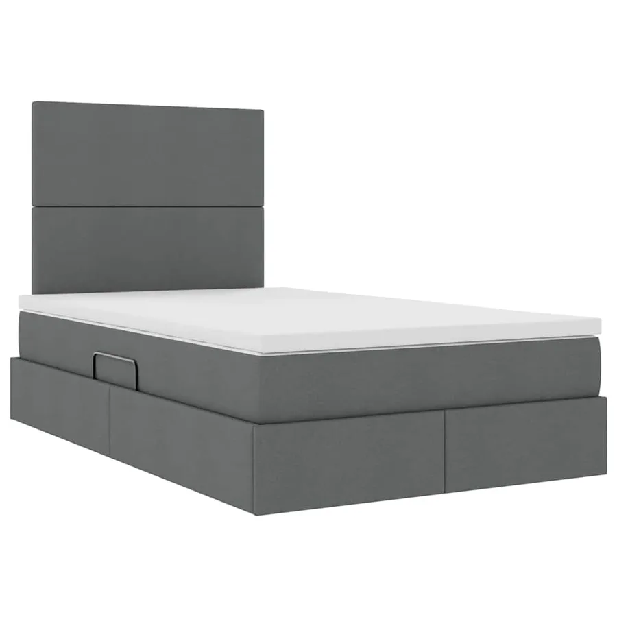 Lit de rangement LED avec matelas Gris foncé 120 x 190 cm Tissu - 6