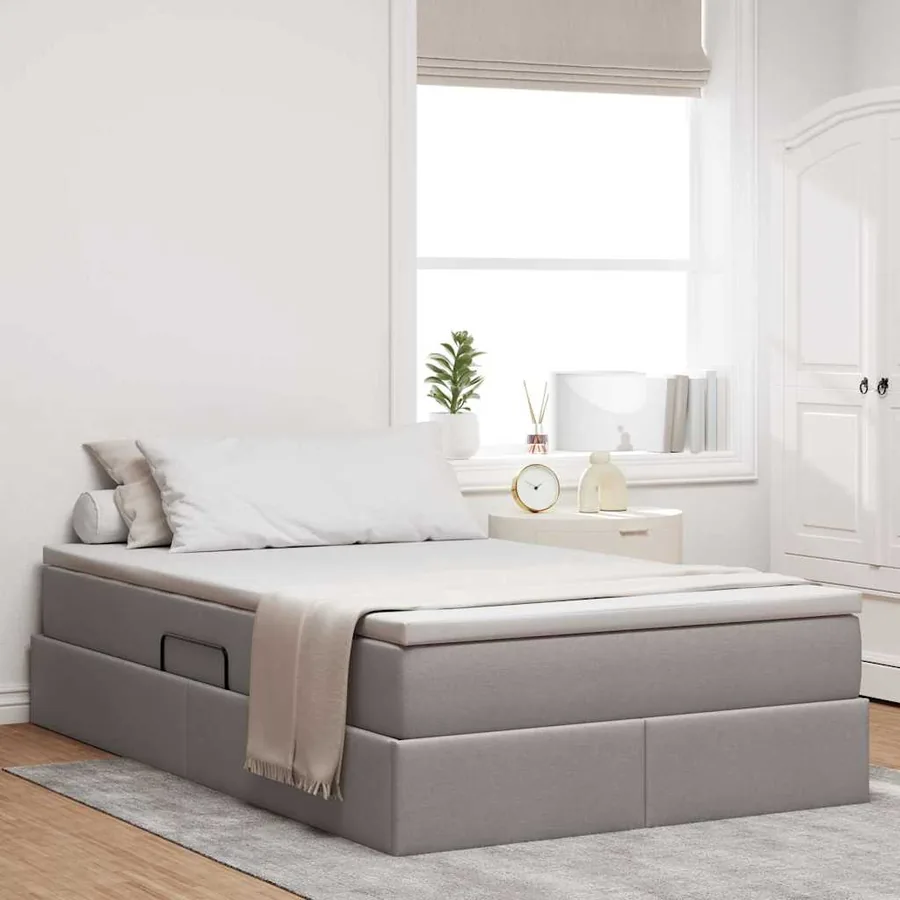 Lit avec rangement et matelas Taupe 120 x 200 cm Polyester