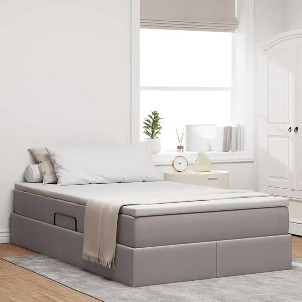 Lit avec rangement et matelas Taupe 120 x 200 cm Polyester