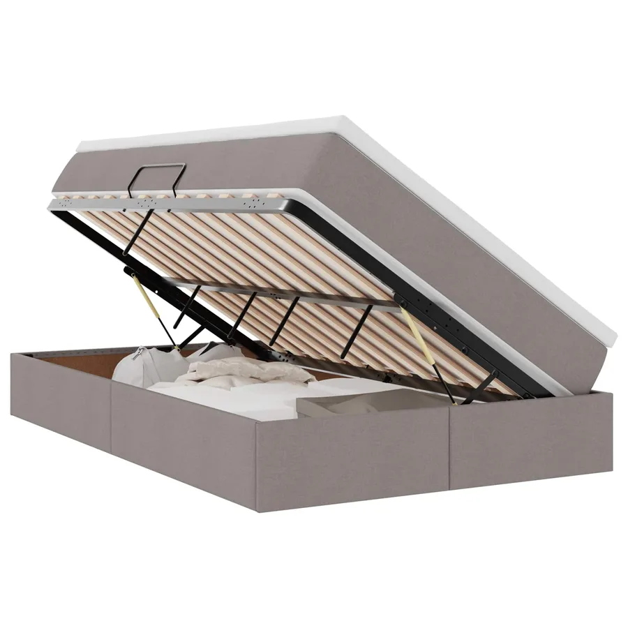 Lit avec rangement et matelas Taupe 120 x 200 cm Polyester - 2