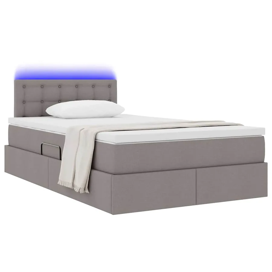Lit de rangement LED avec matelas Taupe 120 x 200 cm Tissu - 3