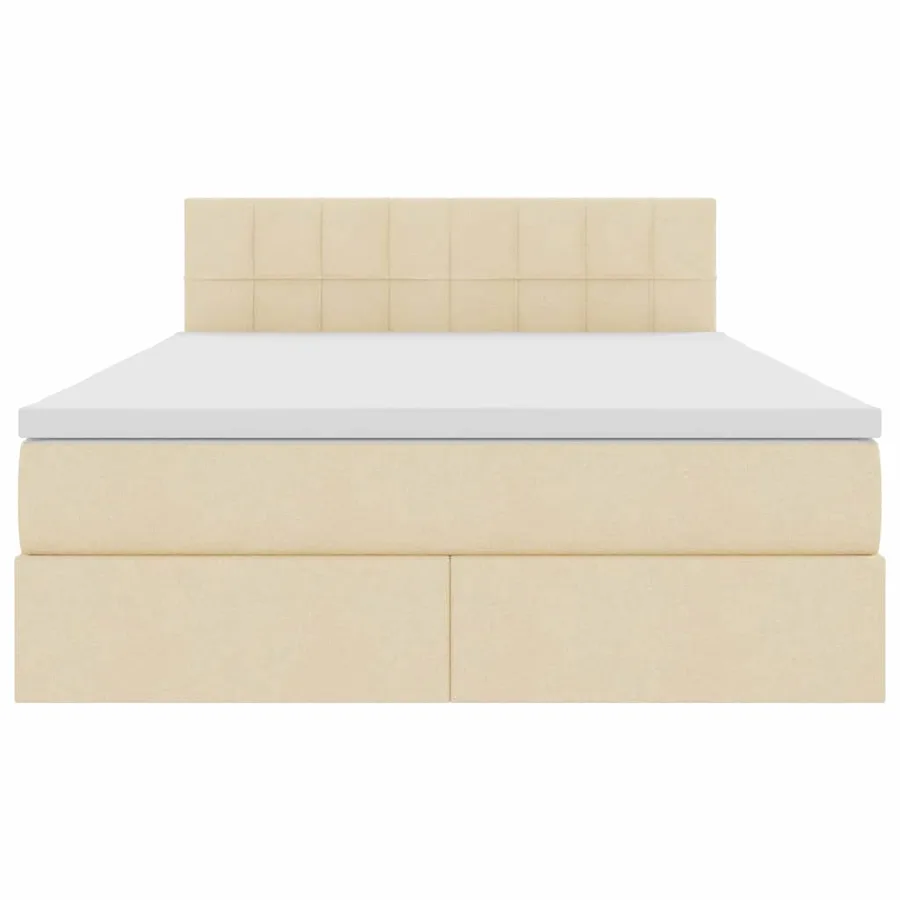 Lit avec rangement et matelas avec matelas Crème 140 x 190 cm - 7