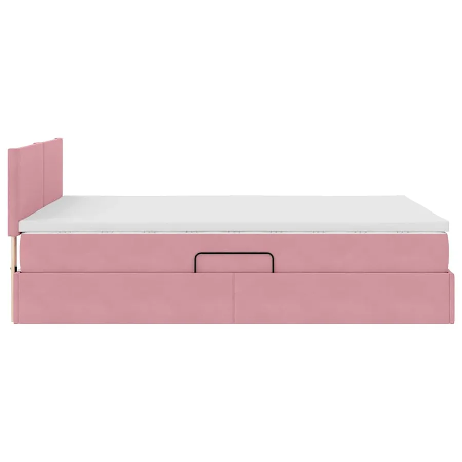 Lit de rangement LED avec matelas Rose 140 x 190 cm Velours - 11