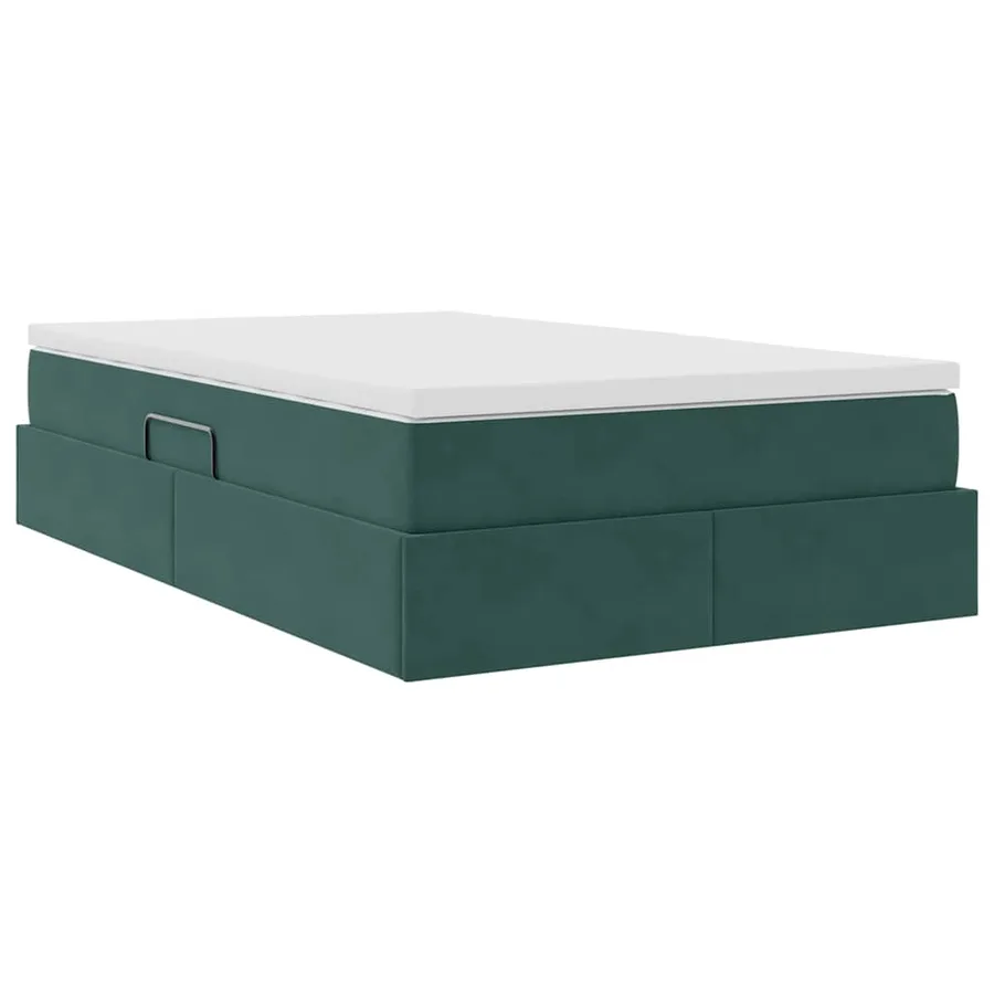 Lit avec rangement et matelas Vert foncé 120 x 200 cm Velours - 10