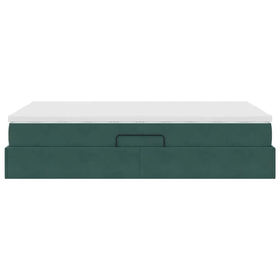Lit avec rangement et matelas Vert foncé 120 x 200 cm Velours - 9