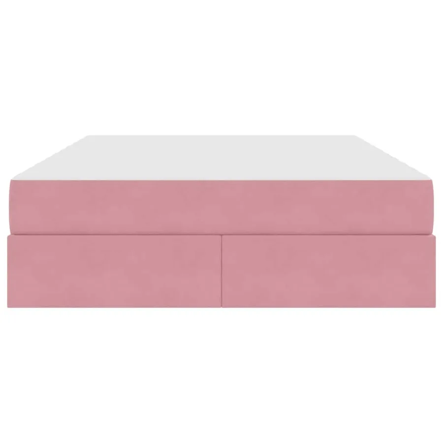 Lit avec rangement et matelas Rose 140 x 190 cm Velours - 7