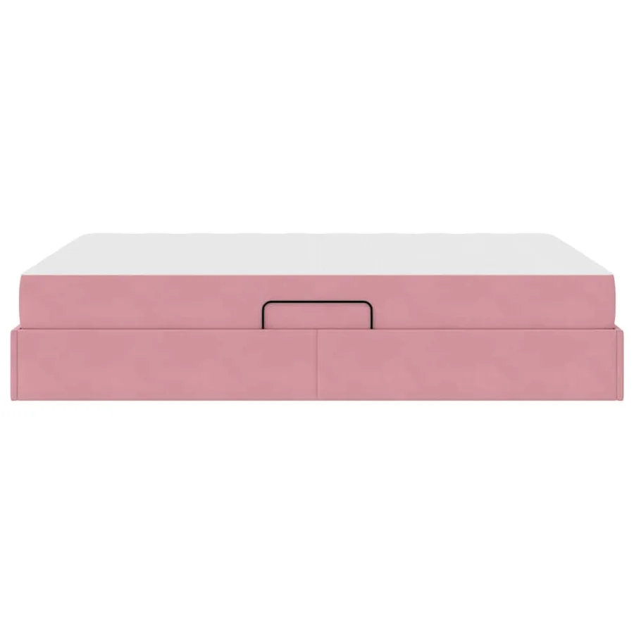 Lit avec rangement et matelas Rose 140 x 190 cm Velours - 9