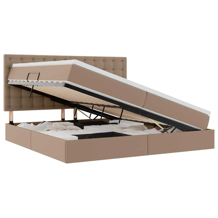 Lit de Rangement Cappuccino 200 x 200 cm Cuir synthétique - 2