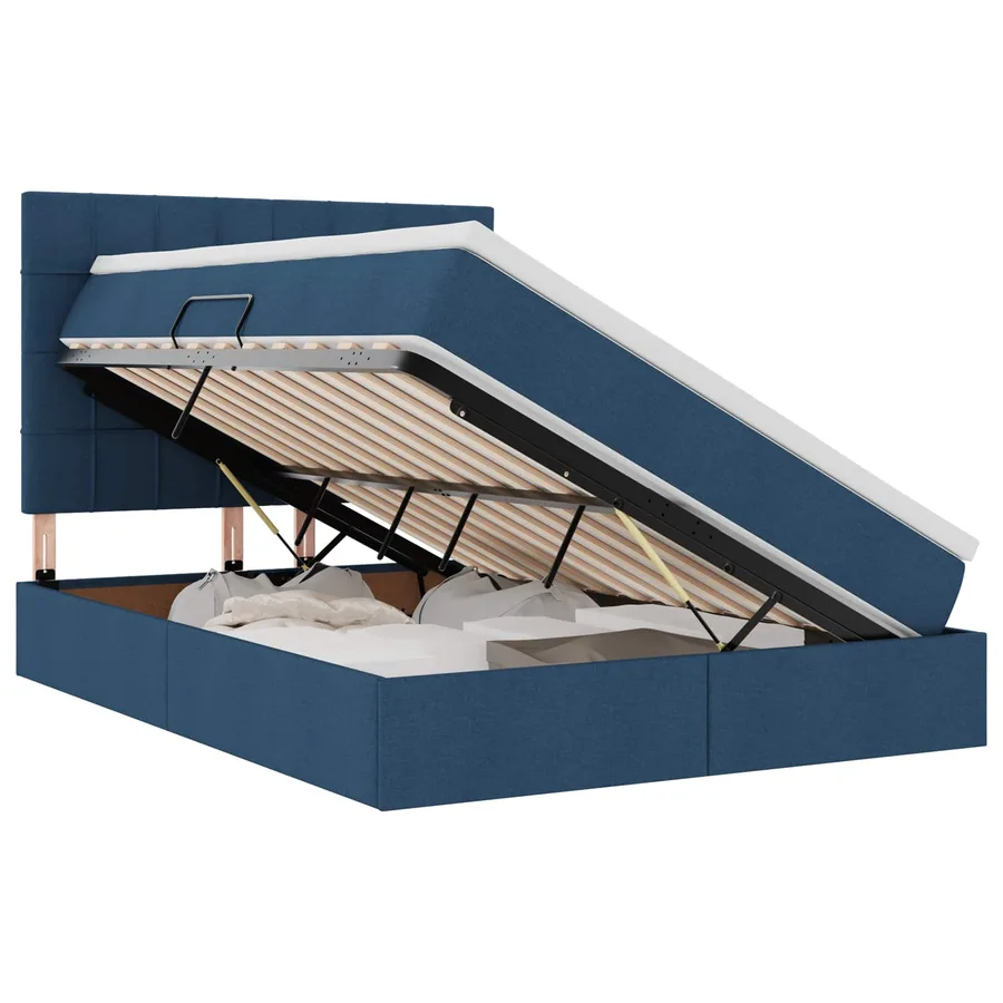 Lit de rangement LED avec matelas Bleu 140 x 190 cm Tissu - 2