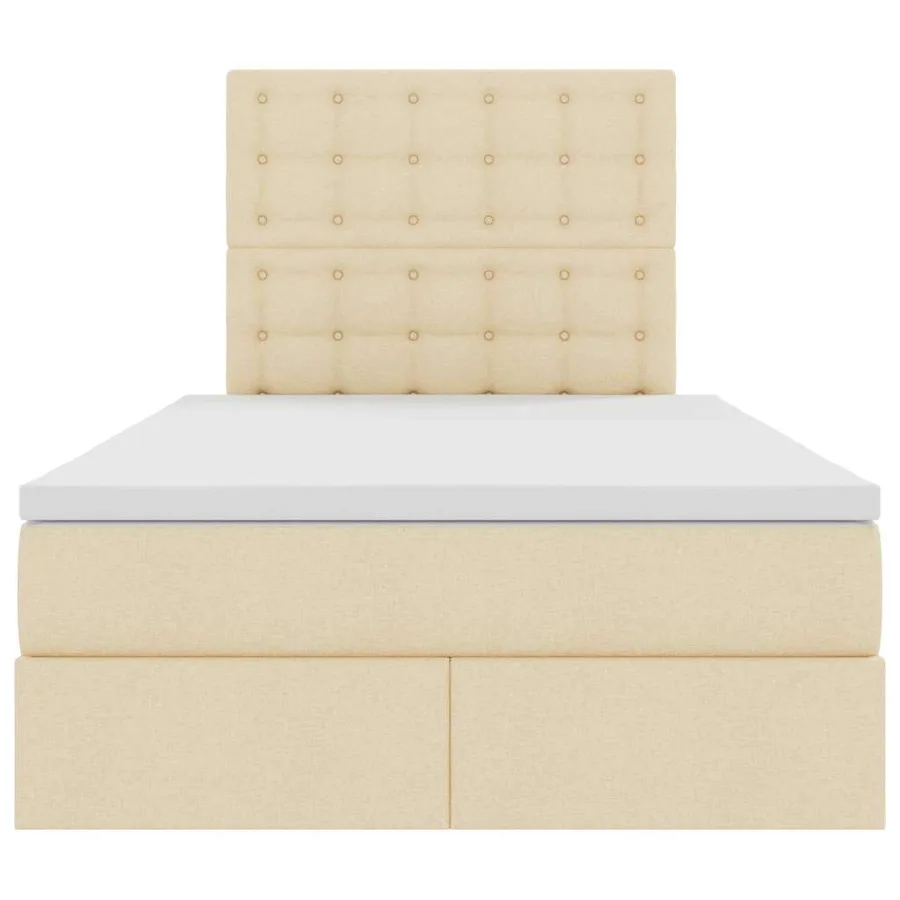Lit avec rangement et matelas Crème 120 x 200 cm tissu - 7