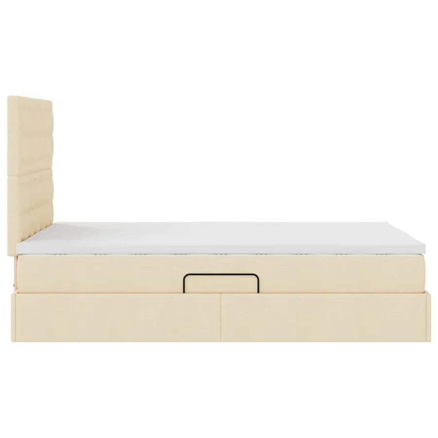 Lit avec rangement et matelas Crème 120 x 200 cm tissu - 8