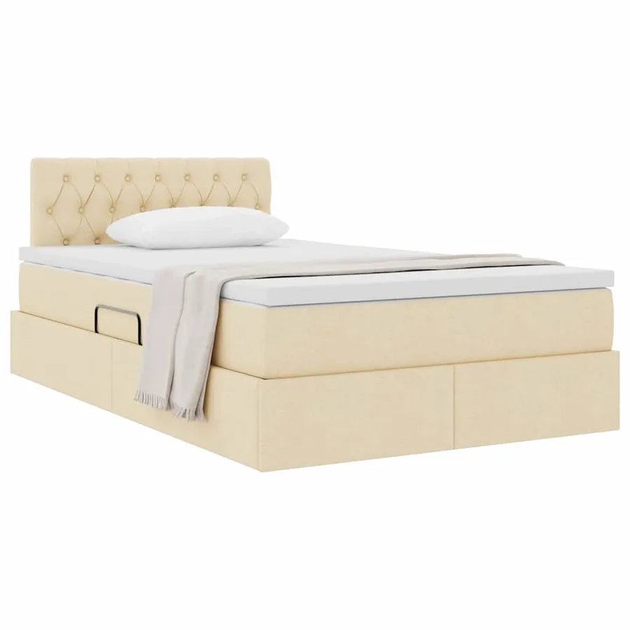 Lit avec rangement et matelas avec matelas Crème 120 x 200 cm - 3
