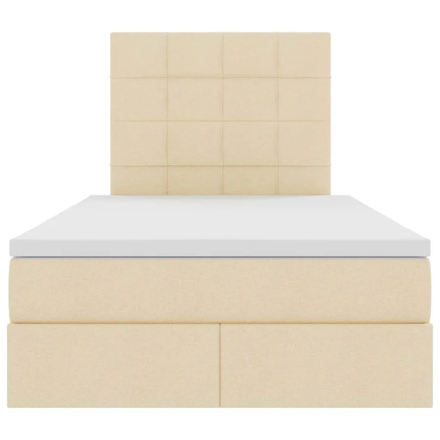 Lit avec rangement et matelas Crème 120 x 200 cm tissu - 7