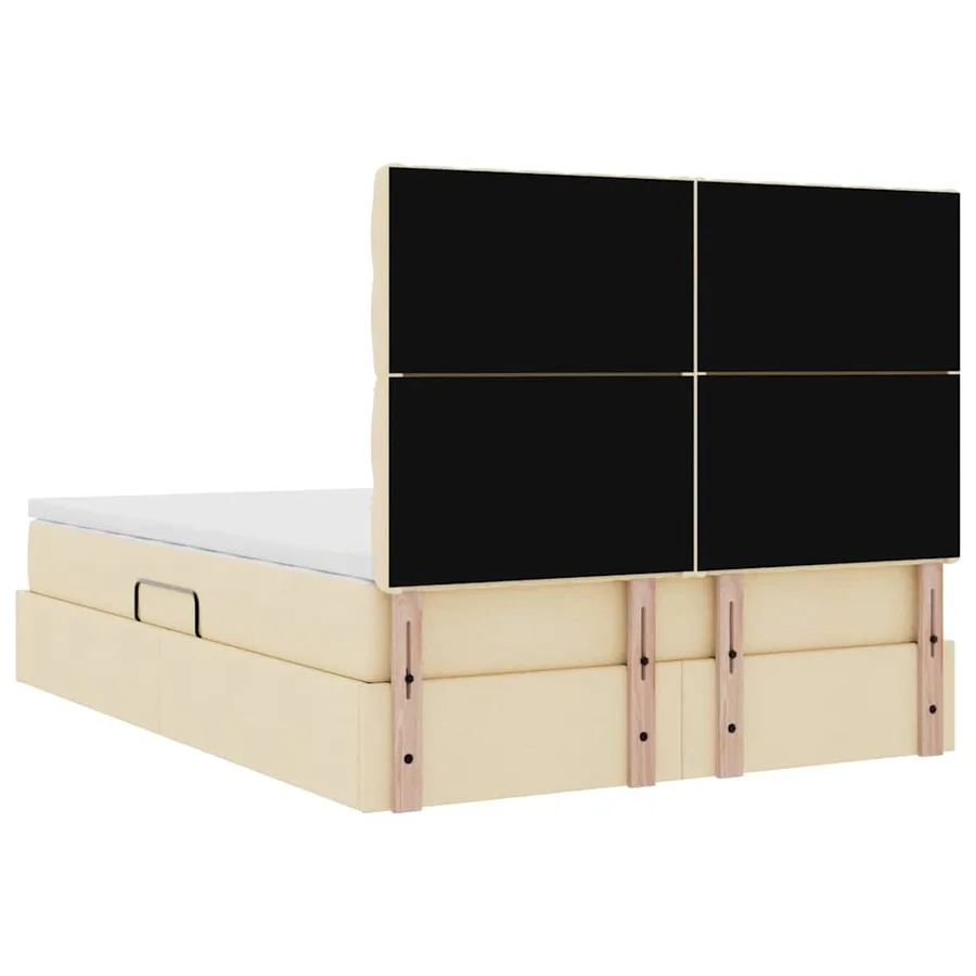 Lit avec rangement et matelas Crème 140 x 190 cm tissu - 11