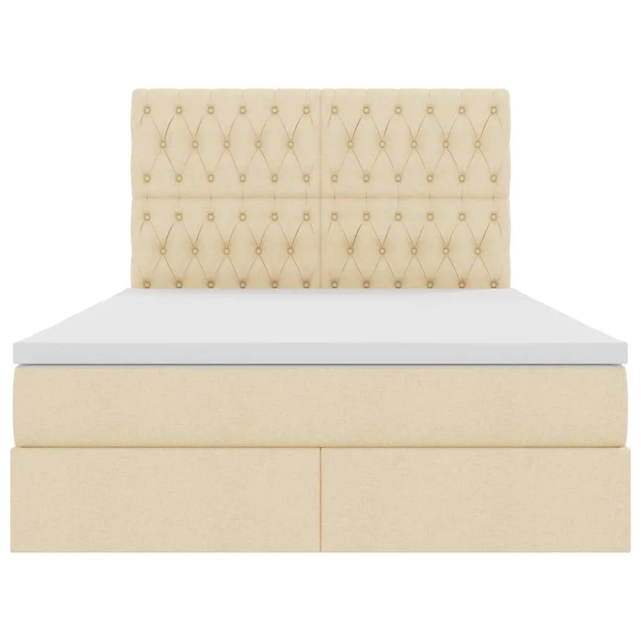 Lit avec rangement et matelas Crème 140 x 190 cm tissu - 7