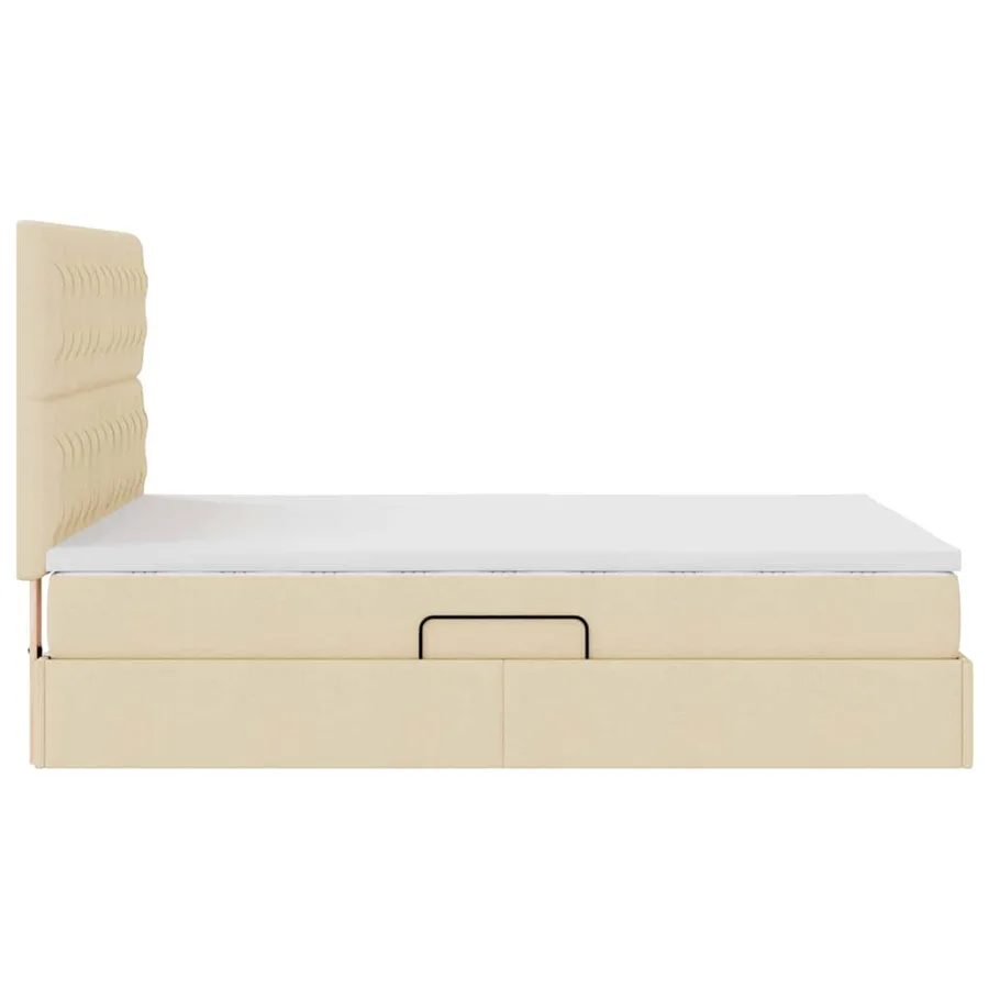 Lit avec rangement et matelas Crème 140 x 190 cm tissu - 8