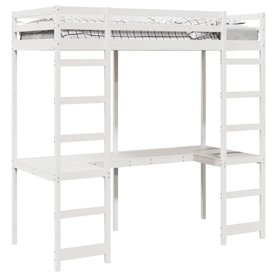 Cadre de lit mezzanine Blanc 90 x 190 cm Pin massif - 2