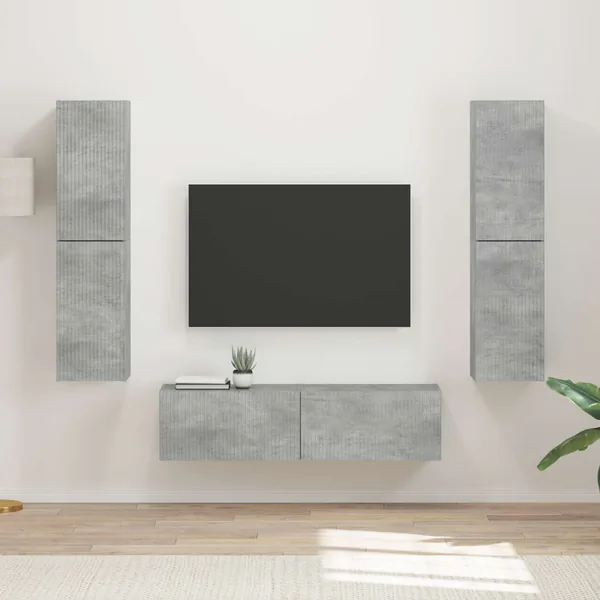 Ensemble meuble TV 6 pcs Gris béton Bois d'ingénierie