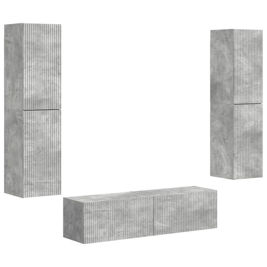 Ensemble meuble TV 6 pcs Gris béton Bois d'ingénierie - 2