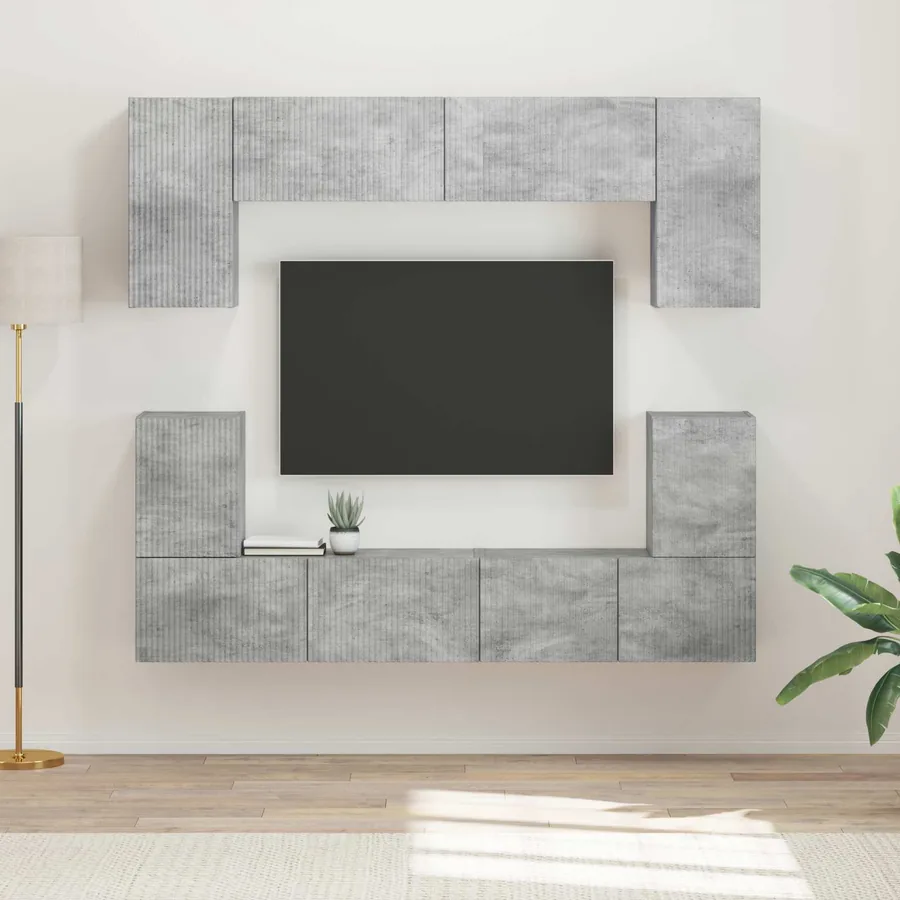 Ensemble meuble TV 5 pcs Gris béton Bois d'ingénierie