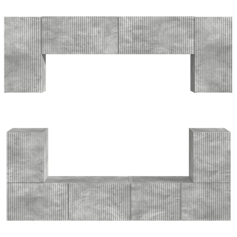 Ensemble meuble TV 5 pcs Gris béton Bois d'ingénierie - 10