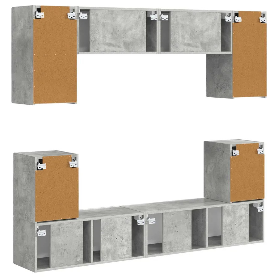 Ensemble meuble TV 5 pcs Gris béton Bois d'ingénierie - 11