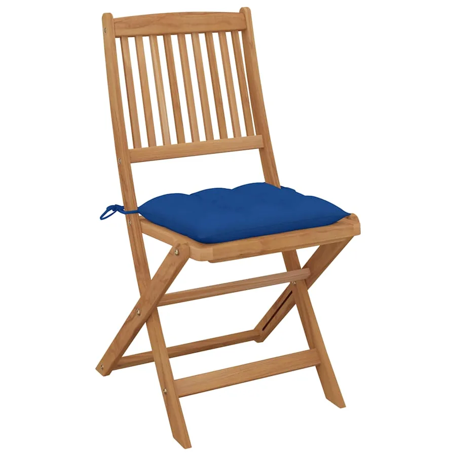 Chaises pliables de jardin lot de 4 avec coussins Bois d'acacia - 3