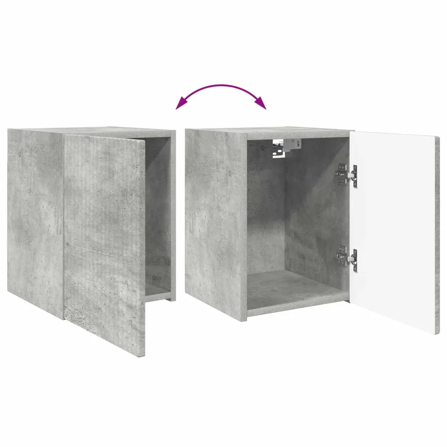 Ensemble meuble TV 4 pcs Gris béton Bois d'ingénierie - 11