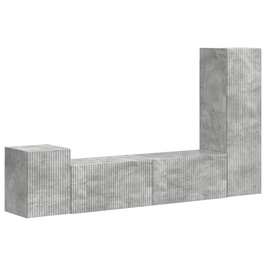 Ensemble meuble TV 4 pcs Gris béton Bois d'ingénierie - 2