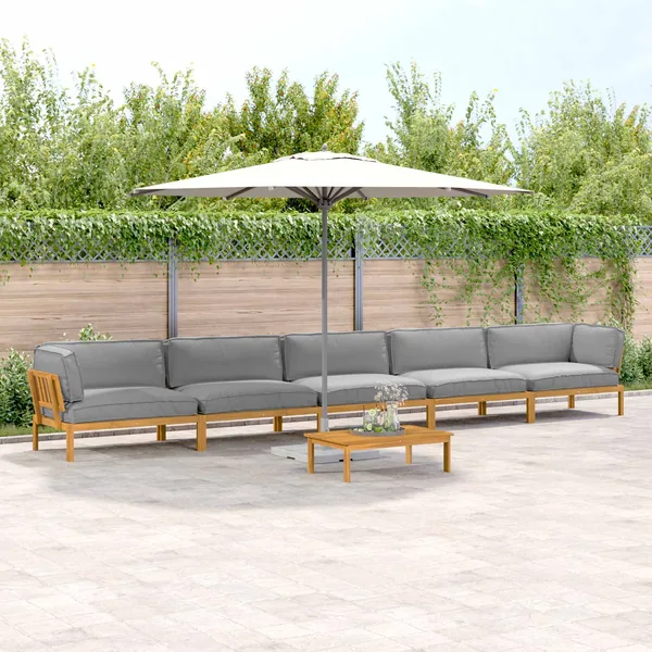 Ensemble de Canapés Uni 6 pcs Gris Bois d'Acacia Massif