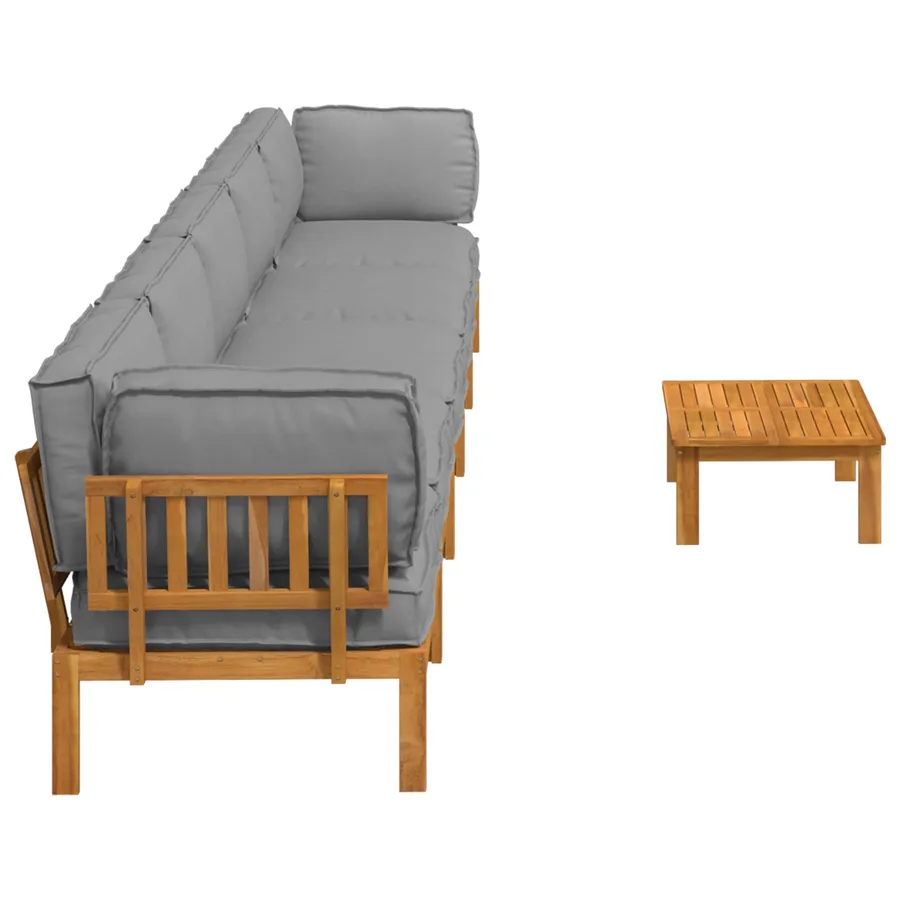 Ensemble de Canapés Uni 6 pcs Gris Bois d'Acacia Massif - 11