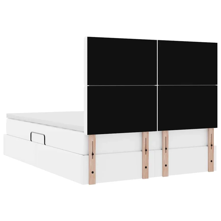 Lit avec rangement et LED Blanc pur 140 x 190 cm Simili cuir - 12