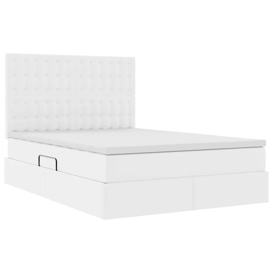 Lit avec rangement et LED Blanc pur 140 x 190 cm Simili cuir - 6