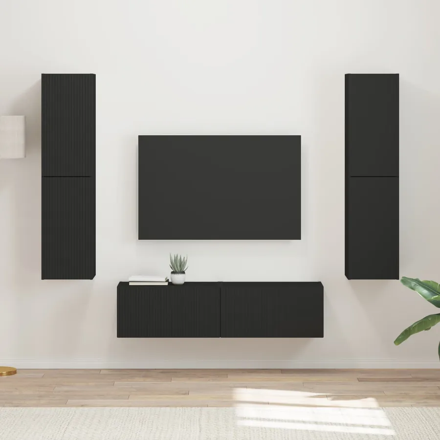 Ensemble meuble TV 6 pcs Noir Bois d'ingénierie