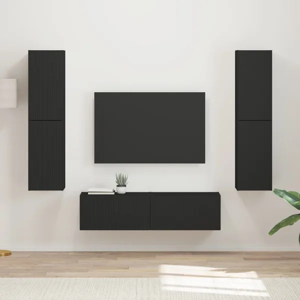 Ensemble meuble TV 6 pcs Noir Bois d'ingénierie