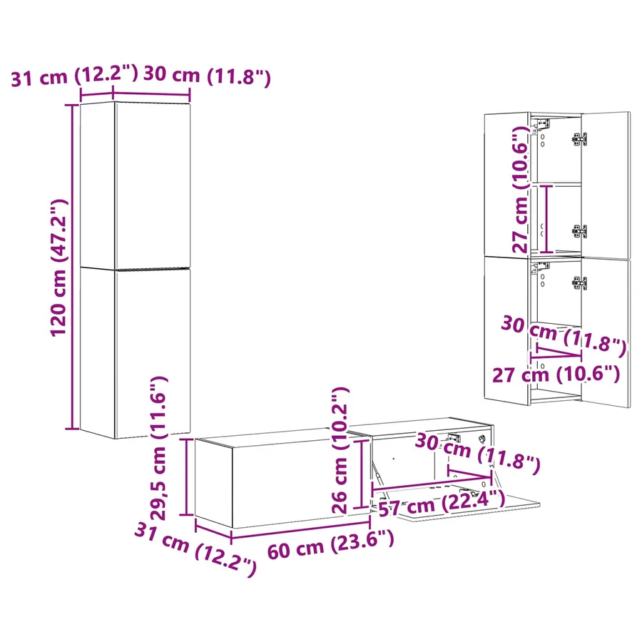 Ensemble meuble TV 6 pcs Noir Bois d'ingénierie - 13