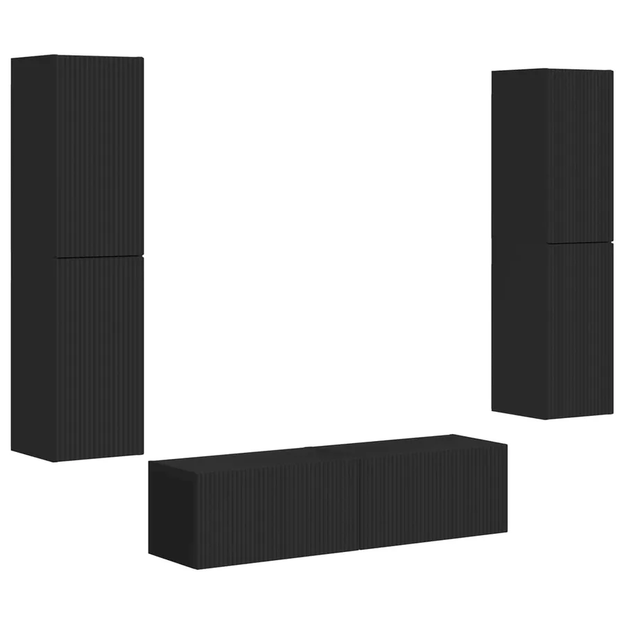 Ensemble meuble TV 6 pcs Noir Bois d'ingénierie - 2