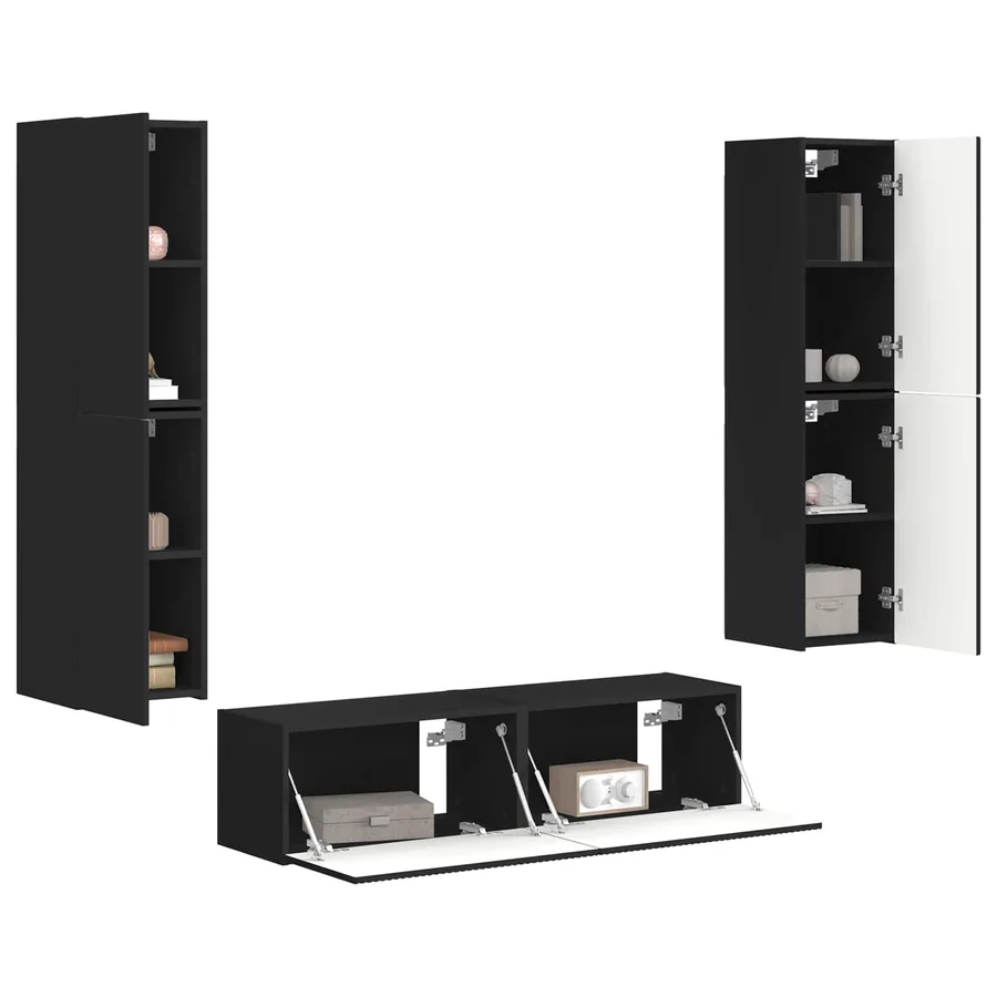 Ensemble meuble TV 6 pcs Noir Bois d'ingénierie - 3