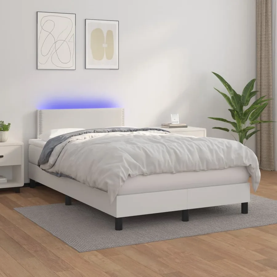 Sommier à lattes de lit avec matelas et LED Blanc 120x200 cm
