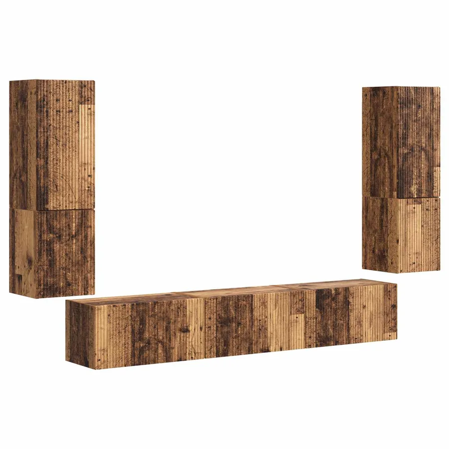 Ensemble meuble TV 4 pcs Bois ancien Bois d'ingénierie - 2
