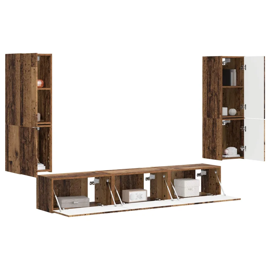 Ensemble meuble TV 4 pcs Bois ancien Bois d'ingénierie - 3