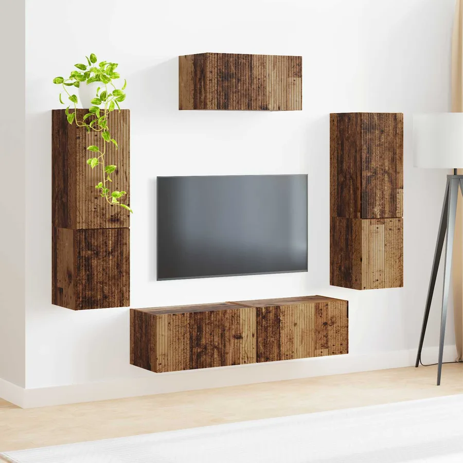 Ensemble meuble TV 4 pcs Bois ancien Bois d'ingénierie - 4