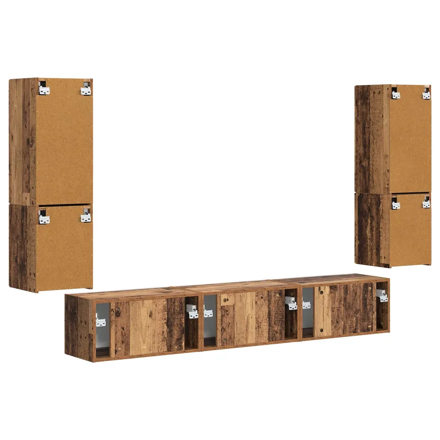 Ensemble meuble TV 4 pcs Bois ancien Bois d'ingénierie - 9
