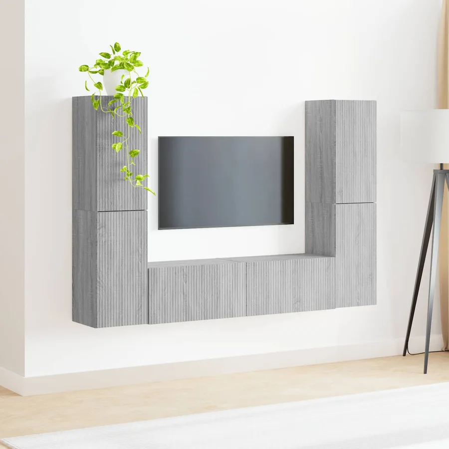 Ensemble meuble TV 6 pcs Gris Sonoma Bois d'ingénierie - 4
